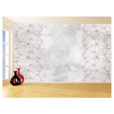 Imagem de Papel De Parede 3D Concreto Linhas Dourado Rose 3,5M Kkt229 - Você Dec