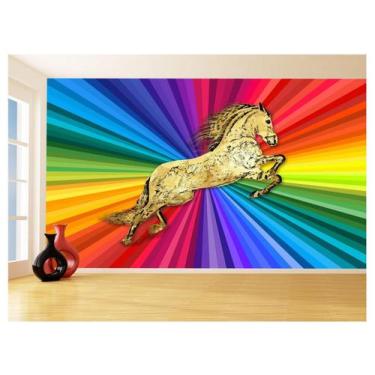 Imagem de Papel De Parede 3D Animais Pop Art Cavalo Cores 3,5M Pxa318 - Você Dec