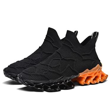 Imagem de Poramea Mocassins masculinos sem cadarço para caminhada, tênis de corrida sem cadarço, tênis de malha para trilha jogging casual atlético, Preto 2, 38