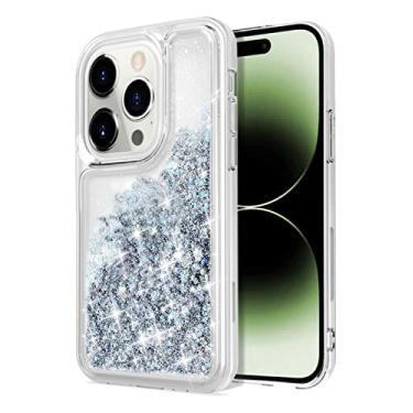Imagem de WORLDMOM Capa para iPhone 14 Pro, capa protetora de TPU (poliuretano termoplástico) brilhante para iPhone 14 Pro [6,1 polegadas 2022], prata