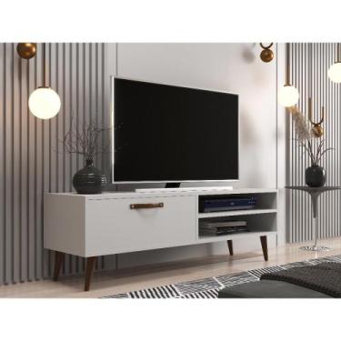 Imagem de Rack para TV até 55 Polegadas 1 Porta com Pés Miami J Carvalho, Branco