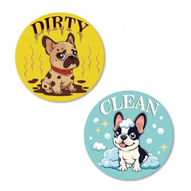Imagem de Paayna Boston Terrier, ímã de máquina de lavar louça, sinal limpo e sujo, capa magnética forte reversível dupla face, presente para amantes de animais de estimação, indicador redondo para acessórios