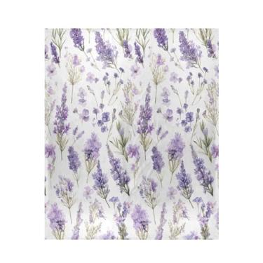 Imagem de Blueangle Cobertor de flores de lavanda super macio e quente, 127 x 152 cm, leve para todas as estações, cobertor aconchegante para cama, sofá, sofá, fácil de cuidar (505)