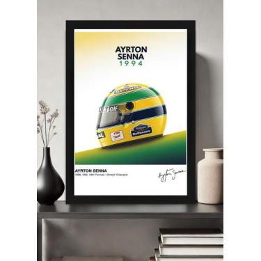 Imagem de Quadro Ayrton Senna 1994 Capacete com Vidro e Moldura Preta Tamanho:21