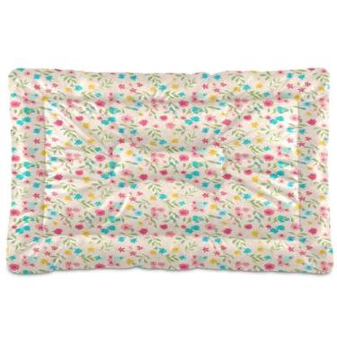 Imagem de SEHANY Cama de flores coloridas para cães e gatos com fundo antiderrapante, cama de canil, colchão macio para animais de estimação, lavável para cães pequenos, médios e grandes, gatos, 61 x 45 cm