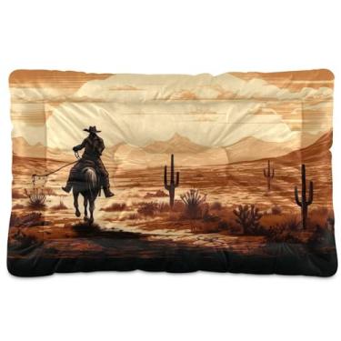 Imagem de SEHANY Cama de cowboy do deserto ocidental para cães e gatos com fundo antiderrapante, cama de canil, colchão macio para animais de estimação, lavável para cães pequenos, médios e grandes, gatos, 45,7