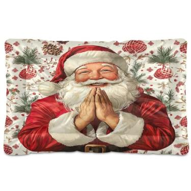 Imagem de SEHANY Cama de Natal para cães de Papai Noel, cama de gato com fundo antiderrapante, cama de canil, colchão macio para animais de estimação, lavável para cães pequenos, médios e grandes, gatos, 91 x