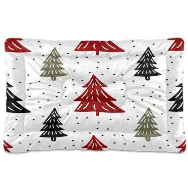 Imagem de SEHANY Cama de árvore de Natal em aquarela para cães e gatos com fundo antiderrapante, caixa de canil, colchão macio para animais de estimação, lavável para cães pequenos, médios e grandes, gatos, 91