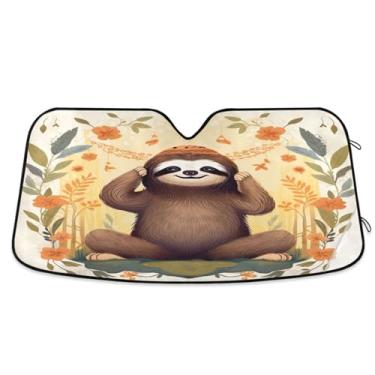 Imagem de Blueangle Cute Sloths Para-brisa de Carro Protetor Solar para Carros - Proteção UV Dobrável, Ajuste Universal 139.7 cm x 70.1 cm Protetor de Para-brisa Frontal (580)