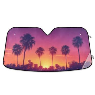 Imagem de ATTX Palmeira Silhuetas Para-brisas Carro Para-brisa 144.8 cm x 80.0 cm Escudo Solar Universal com Proteção UV, Auto Dobrável Persiana Frontal para Sedans SUVs Caminhões #160