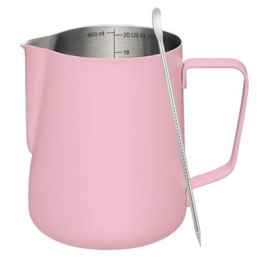 Imagem de Amrules Jarra de espuma de leite, copo de espumador de leite de 590 ml com escala transparente, acessórios para máquina de café expresso de cappuccino de aço inoxidável 304 para barista café com