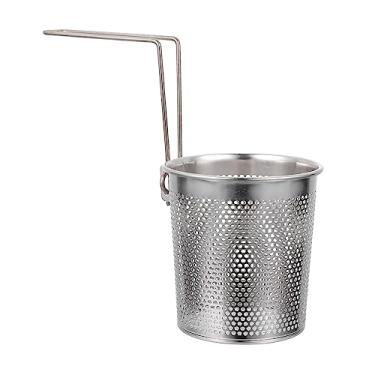 Imagem de Cesto de macarrão de malha aranha comida espaguete bolinho de massa escumadeira de macarrão peneira fina suporte de cesta de fritar com alça