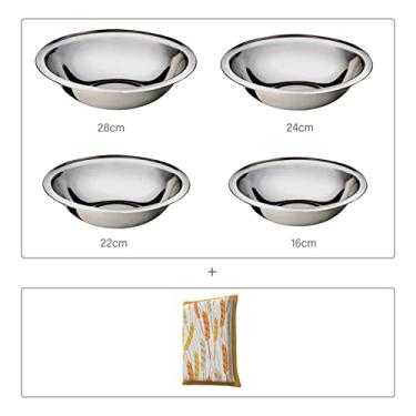 Imagem de Conjunto com 4 Tigelas Rasas Inox + 1 esponja Microfibra, KIT0105, Euro Home