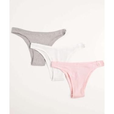 Imagem de Kit 3 Calcinhas Tanga Delcotton-73127, Rosa, Cinza, M