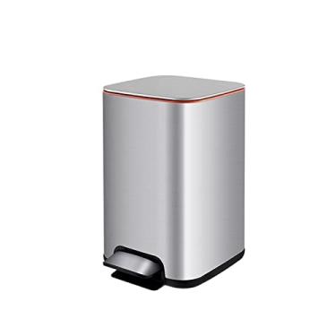 Imagem de uhyOHF Lixeira interna de aço inoxidável 13l tipo pedal cozinha lata de lixo doméstico sala de estar tamanho grande com tampa pedal de pé lata de lixo grande capacidade decorativa doméstico T (