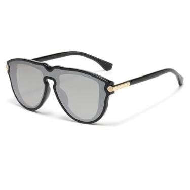 Imagem de VFDHN Óculos de Sol de Armação Grande Femininos e Masculinos, Moda Luxo, Modelo Único, Proteção UV400 (TYJ382-1)