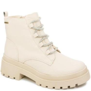 Imagem de Coturno Feminino Tratorado Cadarço Strass Dakota G9861-Feminino