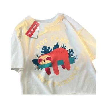 Imagem de Camiseta Oversized Com Estampa De Bicho-Preguiça, Estilo Hip Hop, Mang