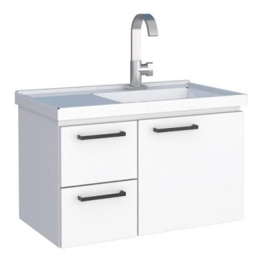 Imagem de Conjunto Gabinete Banheiro com Pia Cuba Balcão Aço Lavabo - Cozimax