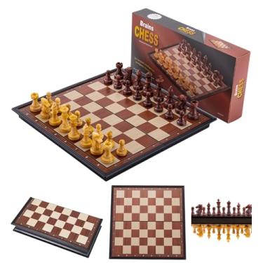 Imagem de Set, Wooden 3 in 1 Chess Board Sets,15" Folding Storage Wooden Chess,Chess Board Game for Adults and Kids (Chess,Backgammon,Checkers)