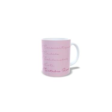 Imagem de Caneca de Cerâmica 325ml Outubro Rosa, Tema Conscientização, Acabamento Brilhante, Resistente a Microondas, Reutilizável (2183)
