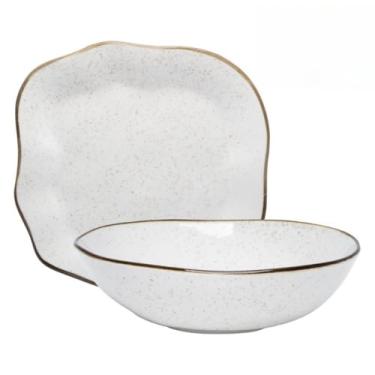 Imagem de Conjunto Travessa Saladeira Baixelas Para Servir Ryo Maresia Areia Oxford Porcelanas