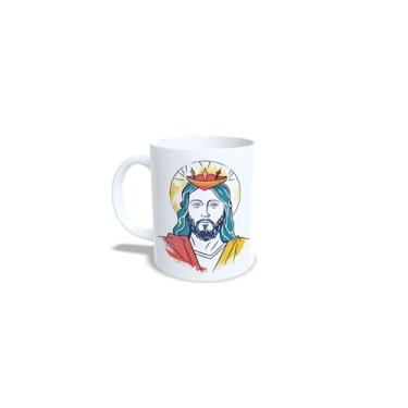 Imagem de Caneca de Cerâmica 325ml com Tema Católico Luz Divina, Branca com Imagem Religiosa e Frase Inspiracional (13741)