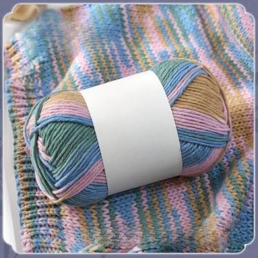 Imagem de Bolas de fio de algodão tingido gradiente com 6 camadas - fio de peso médio a volumoso para tricô e crochê à mão, colorido macio (marrom + rosa + azul + verde)