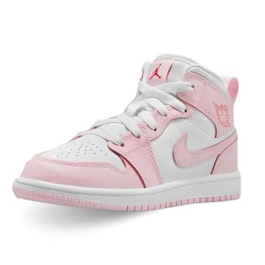 Imagem de Nike Tênis infantil Air Jordan 1 Mid, Espuma rosa/vermelho fogo/branco, 16