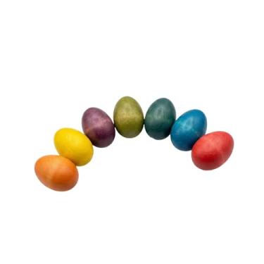 Imagem de Lilihuimaoyi 7 Ovos Falsos de Madeira, Decorativos, Ovos de Páscoa, Decoração de Páscoa para Faça Você Mesmo