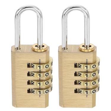 Imagem de PATIKIL Cadeado de combinação de latão 6 cm de largura, 2 peças, cadeado de combinação sem chave redefinível de 4 dígitos à prova d'água para armário de academia, caixa de ferramentas, bagagem