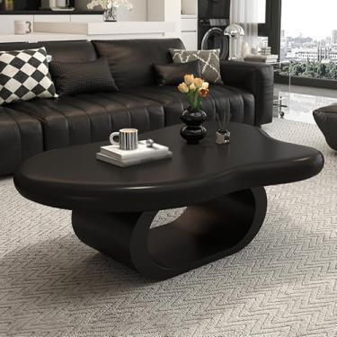 Imagem de Modern Cloud-Shape Coffee Table, Wooden Tabletop, Iron Base, Stable Load-bearing, Rounded Corners, Suitable for Living Room and Bedroom(B,120 * 78 * 45cm/47 * 31 * 18in)
