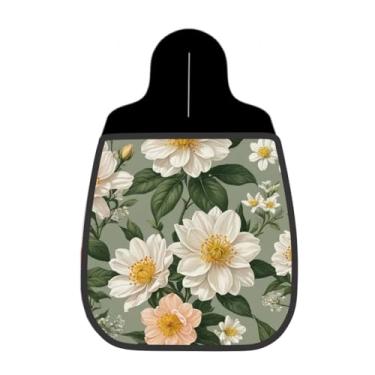Imagem de Lixeira De Carro Organizador Lixinhocar Flores Brancas Fundo Verde Vintage