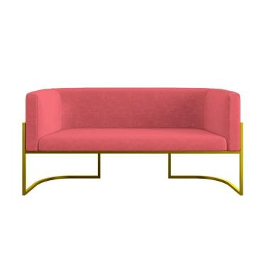 Imagem de Sofá Namoradeira 2 Lugares Moderna Base Metal Gold Balaqui Rosa