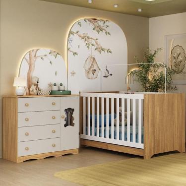 Imagem de Berço Americano 3 em 1 com Cômoda 1 Porta 4 Gavetas Doçura Multimóveis MP4725