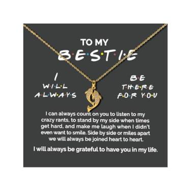 Imagem de Embtrem Colar To My Best Friend, presente para mulheres, golfinho, dourado, para mulheres, presente de aniversário para melhor amiga, Cobre, Sem Pedra Preciosa