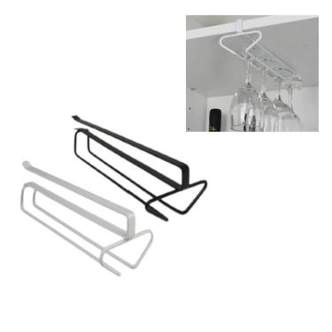 Imagem de Organizador Taças Vinho Suporte Armario Encaixe Porta Copo Cor:preto