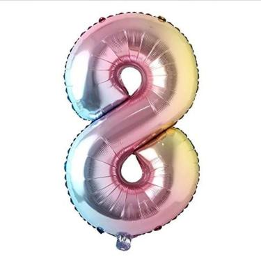 Imagem de Balão Metalizado Degradê Número 8 - 75cm