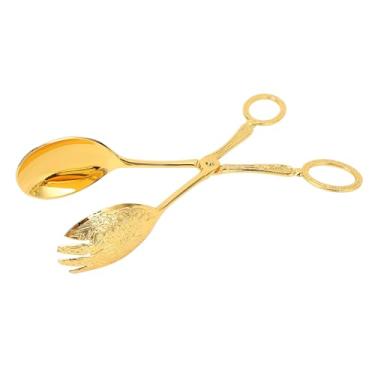 Imagem de Asixxsix Pinças para Salada, Pinças para Servir Em Liga de Zinco para Cozinha Doméstica, Buffet, Festa, Catering, Bolo, Pão, Churrasco, Bife, Estilo Europeu, Clipe de Colher de Metal, (Ouro)