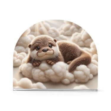 Imagem de Bonito suporte de guardanapo de papel lontra, porta-guardanapos acrílico dispensador de guardanapo de cozinha suporte vertical de guardanapo para mesa cozinha bancada