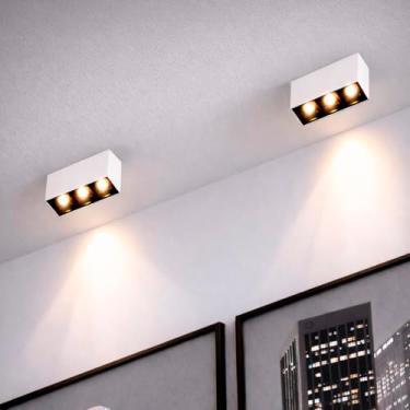 Imagem de 2 Mini Spot Led Downlight Triplo Branco E Preto Quarto Luz06
