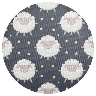 Imagem de Conjunto de 1 jogo americano de PVC Sheep Stars Navy de 38 cm, jogo americano resistente ao calor, para mesa de pátio