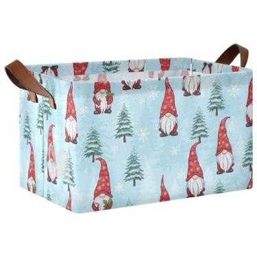 Imagem de Caixas de armazenamento decorativas dobráveis com alças, 43 x 29 x 25 cm, caixa organizadora de roupas para armário e árvore de Natal, 2 unidades