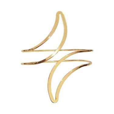 Imagem de Progresssail Pulseira feminina de braço ajustável de extremidade aberta em ouro ou prata design espiral estilo boho joia de braço empilhável para festival, festa de casamento, One Size, Metal, Sem