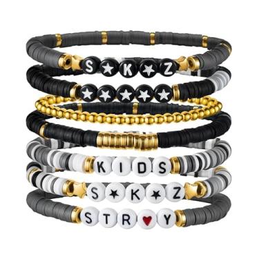 Imagem de Liiusgelad Conjunto de pulseiras Kpop SKZ com contas de argila, pulseiras elásticas de argila de polímero para mulheres, fãs de crianças perdidas, presentes para festas de aniversário, Regular, Argila