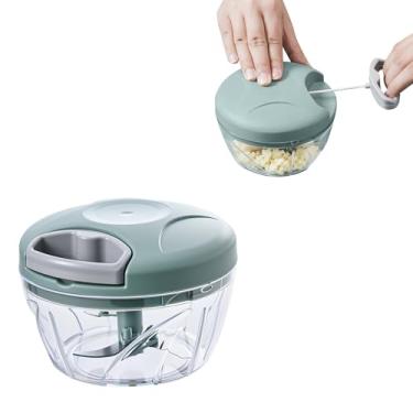 Imagem de Espremedor manual de alho e cortador de legumes, triturador de nozes, fatiador de comida manual para triturar alimentos (verde, pequeno)