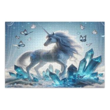 Imagem de Quebra-cabeça de unicórnio de 1000 peças para adultos, quebra-cabeças desafiadores para adultos, jogos para adultos e família