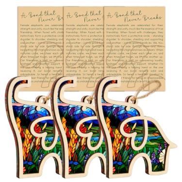 Imagem de Conjunto de 3 enfeites roxos de elefante da amizade com cartão de história, presentes de aniversário para mulheres, melhores amigas e irmãs, lembrança de vínculo especial significativo, decoração de