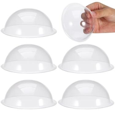 Imagem de NIYANGLE 20 peças de cúpula transparente de meia bola, cúpulas de plástico de 8,5 cm para artesanato faça você mesmo à mão para fazer cartões, decoração de cartões comemorativos, suporte de doces