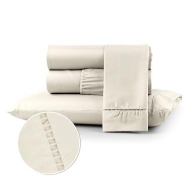 Imagem de Conjuntos de Roupas de Cama 400 fios Casal Queen Box com elástico Extra macio suave Berço Solteiro e King(PALHA,SOLTEIRO)